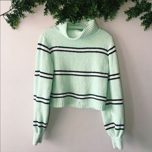 Wild Fable Neon Green Sweater with Stripes sz M